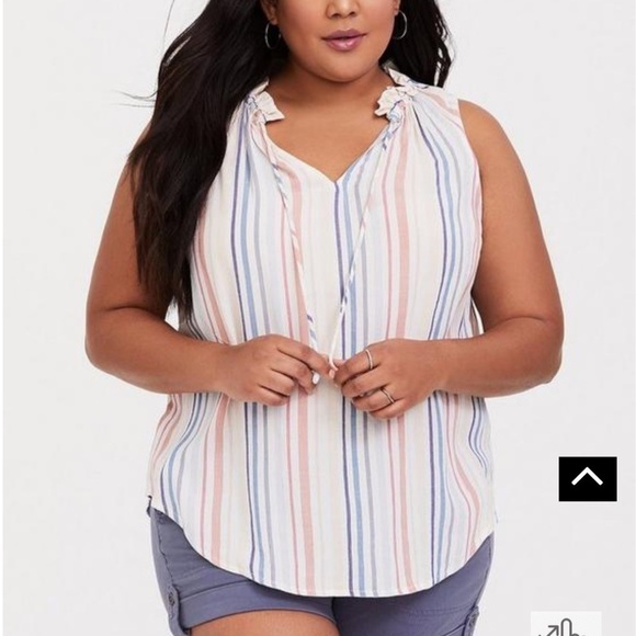 Torrid Ivory Stripe Pullover Tank Blouse Size 2 H - Picture 1 of 5